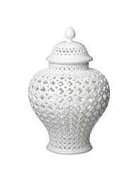 White Textured Ceramic Decorative Jar with Lid