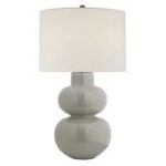 Modern Grey Ceramic Table Lamp with White Fabric Shade