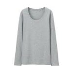 Women’s Light Grey Long Sleeve Scoop Neck T-Shirt