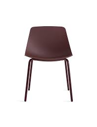 Modern Brown Plastic Dining Chair with Metal Legs